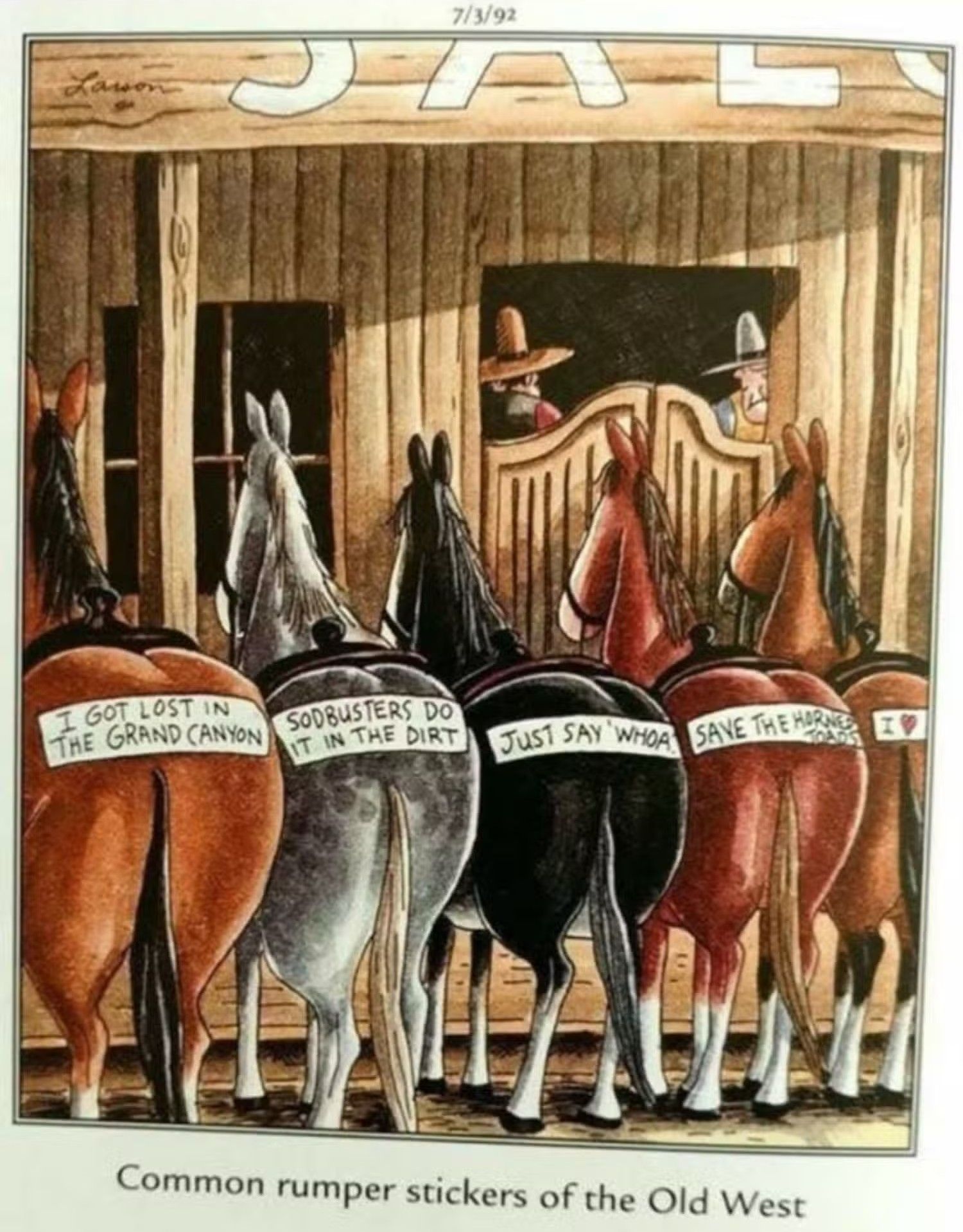 FAR SIDE HORSE STICKERS COMIC