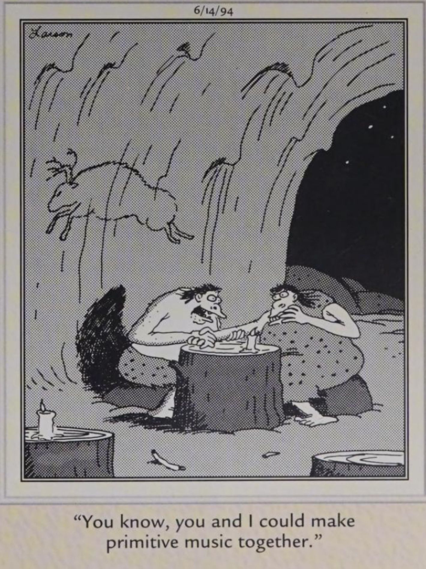 Far Side, giugno 14, 1994, personaggi preistorici in appuntamento