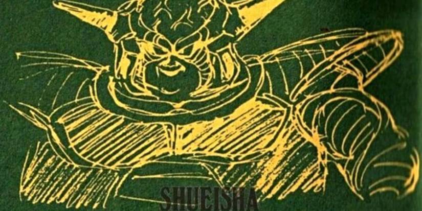 Arte conceitual de Frieza de Dragon Ball por Akira Toriyama, apresentando uma versão maior do vilão.