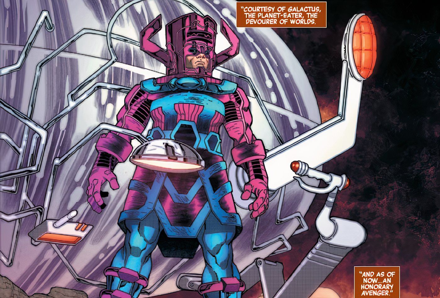 Galactus piloting his ship through the cosmos. 
