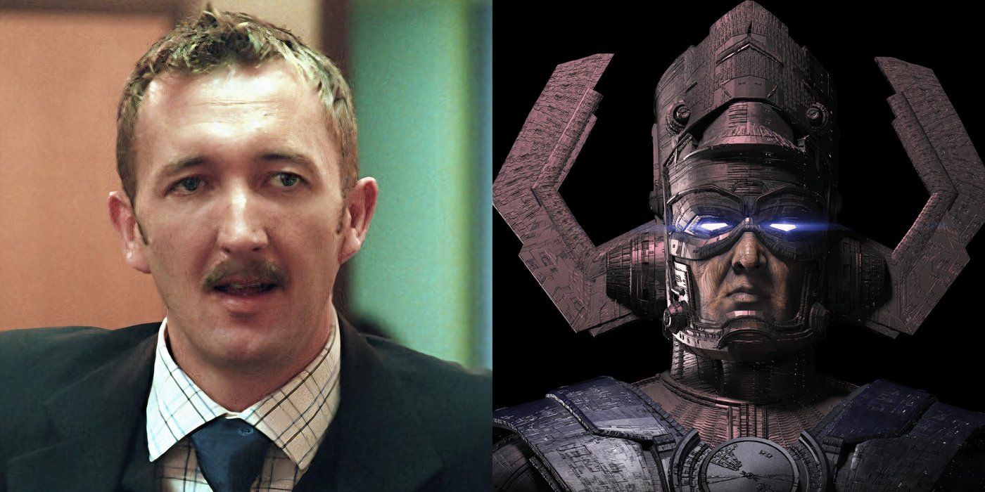 Split image of Ralph Ineson's Chris Finch from The Office and Galactus from Fantastic Four: First Steps.