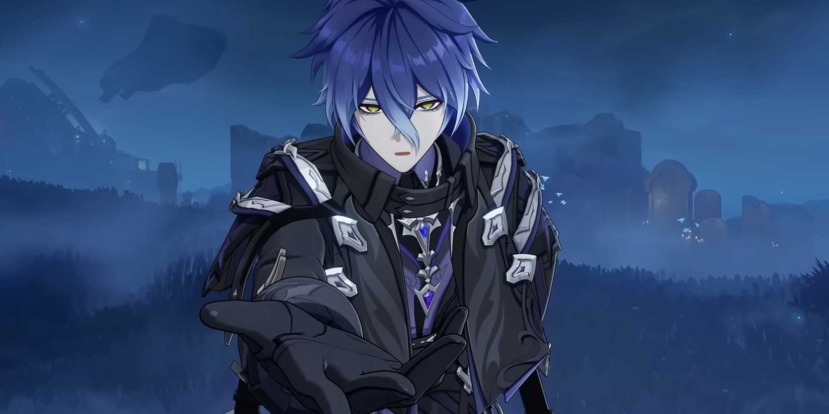 As chamas de Genshin Impact estendem a mão para a frente.