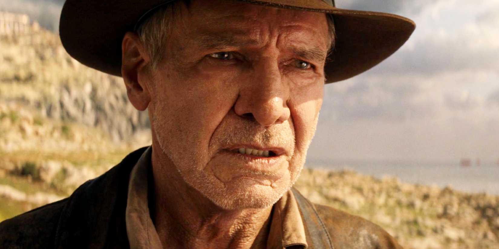 Harrison Ford looking upset in Indiana Jones and the Dial of Destiny