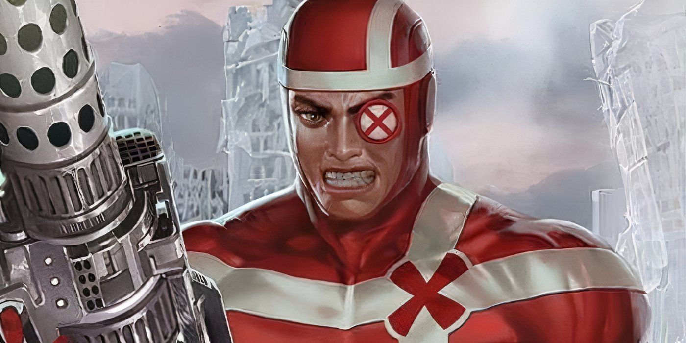 Hawkeye villain Crossfire holding a gun and grimacing. 