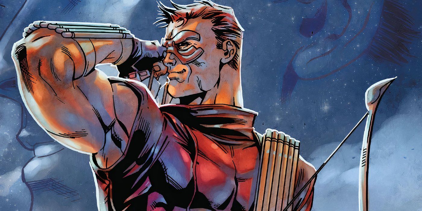 Hawkeye's brother, Trickshot, holding his bow and arrow.