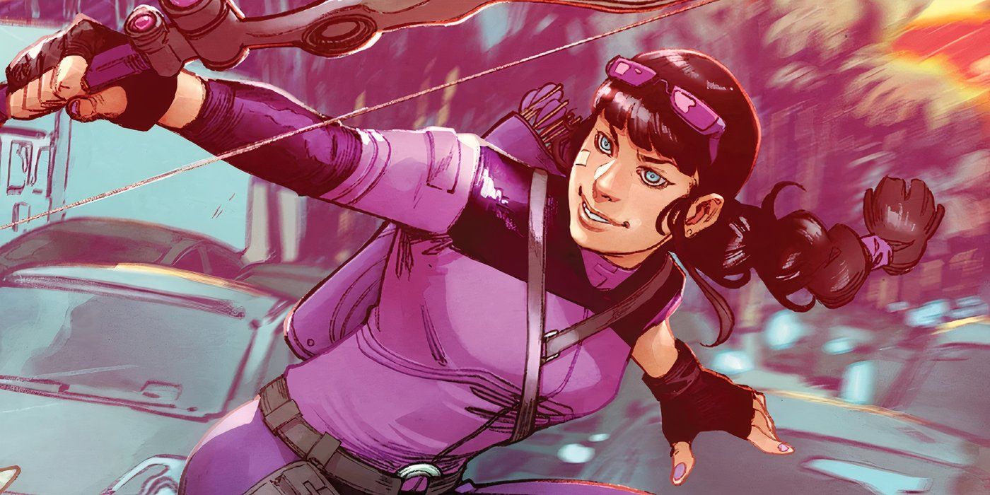 Kate Bishop's Hawkeye holding her bow.