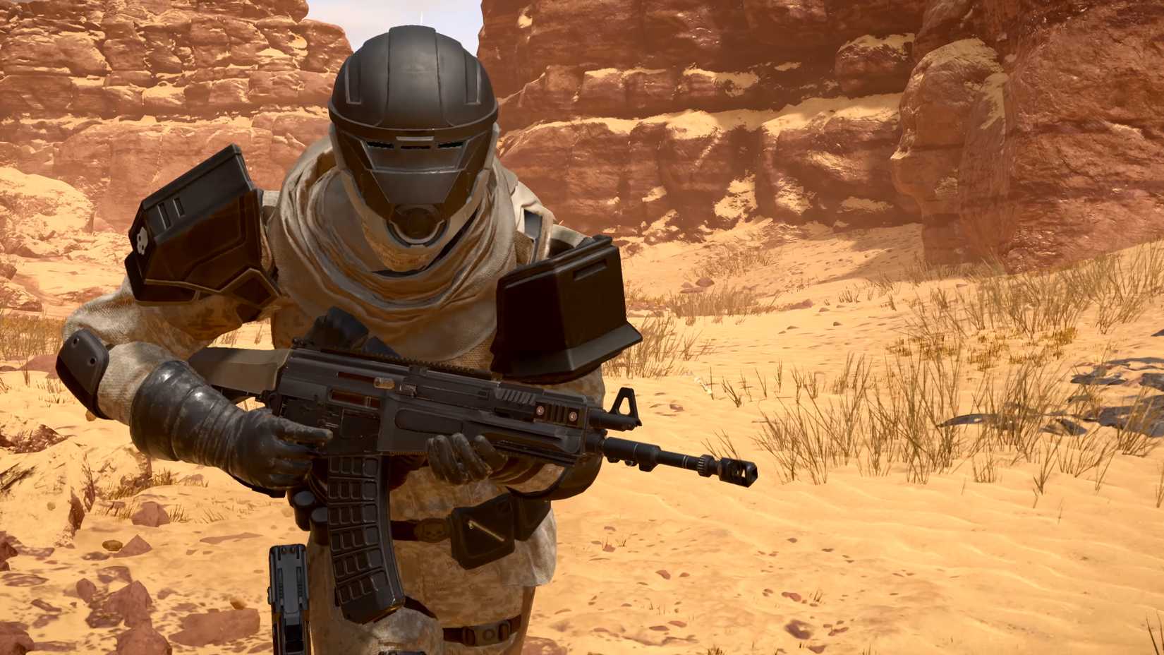 Helldivers 2 character carrying an AR-2 Assault Rifle.