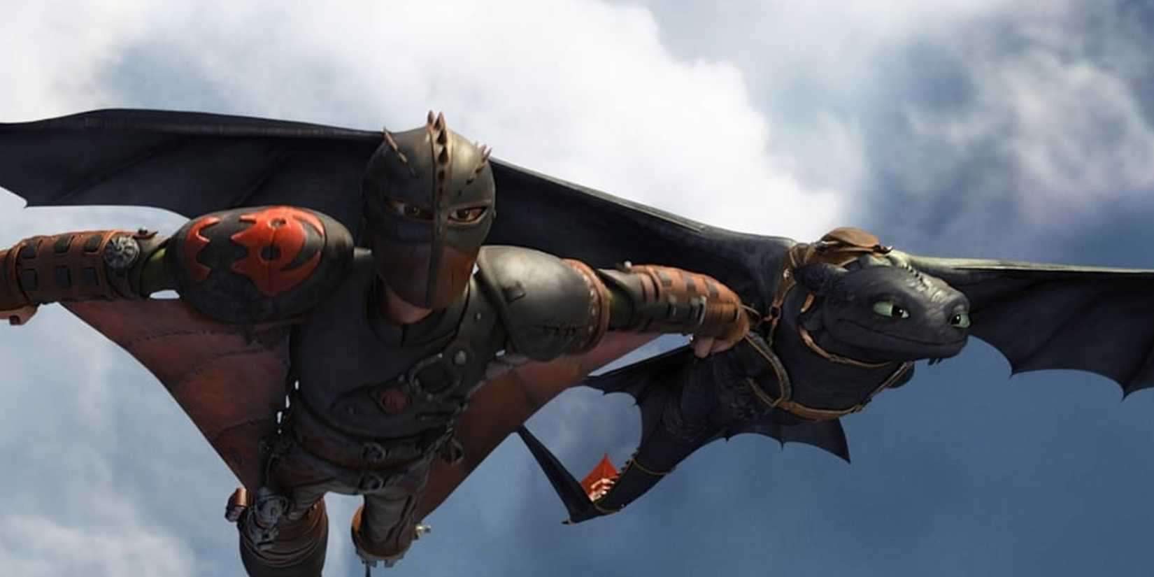 Hiccup and Toothless flying in How to Train Your Dragon 2 (2014)