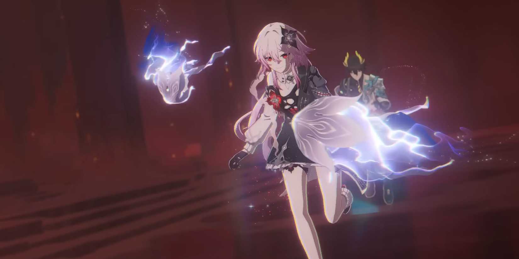 Honkai Star Rail's Evernight runs, with Permansor Terrae right behind her.
