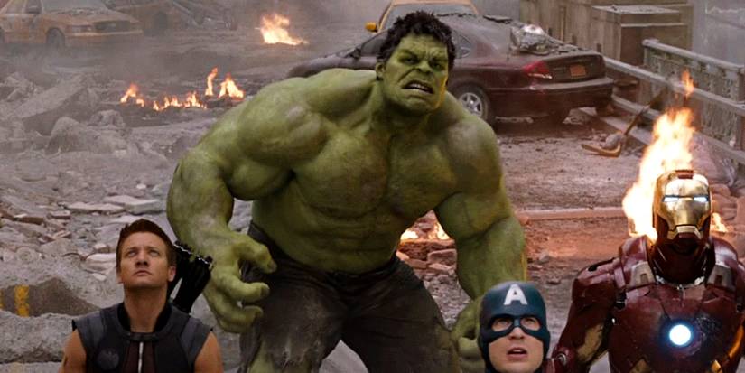 Hulk prepares to fight in the Battle of New York in The Avengers