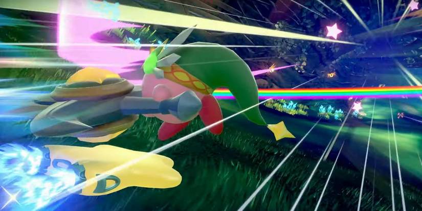 Kirby Air Riders Kirby using Ultra Sword Special move