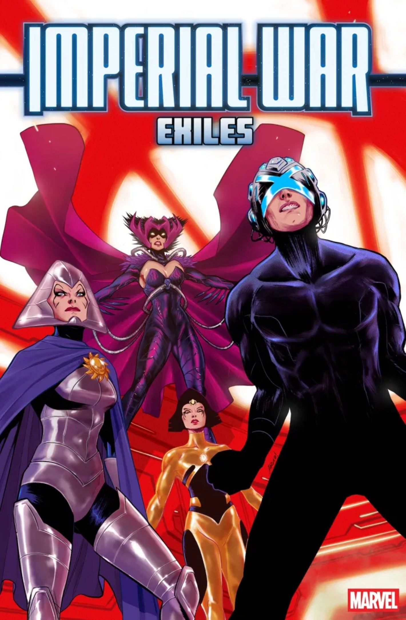 Imperial War Exiles variant cover, Xavier, Xandra, Lilandra, and Deathbird