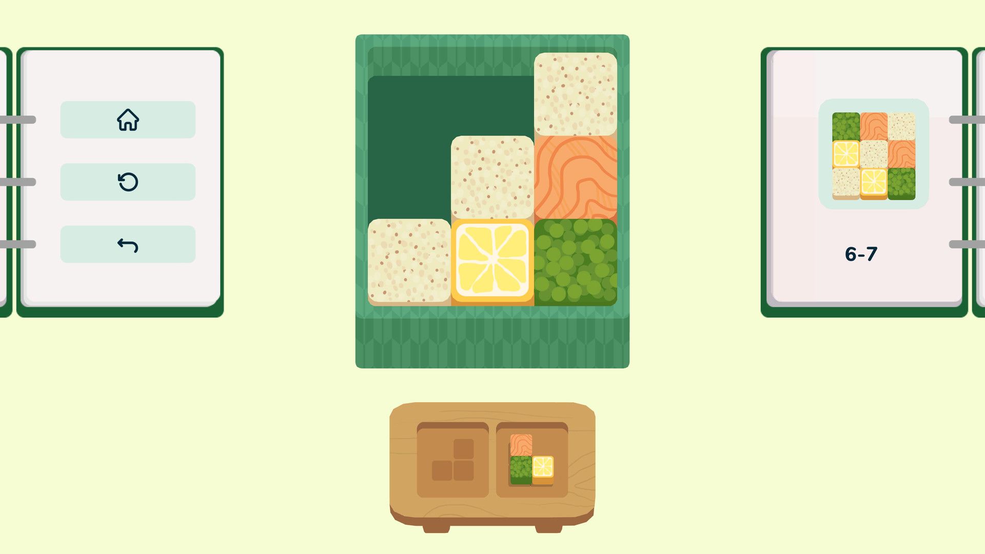 Inbento screenshot of a partially completed bento box