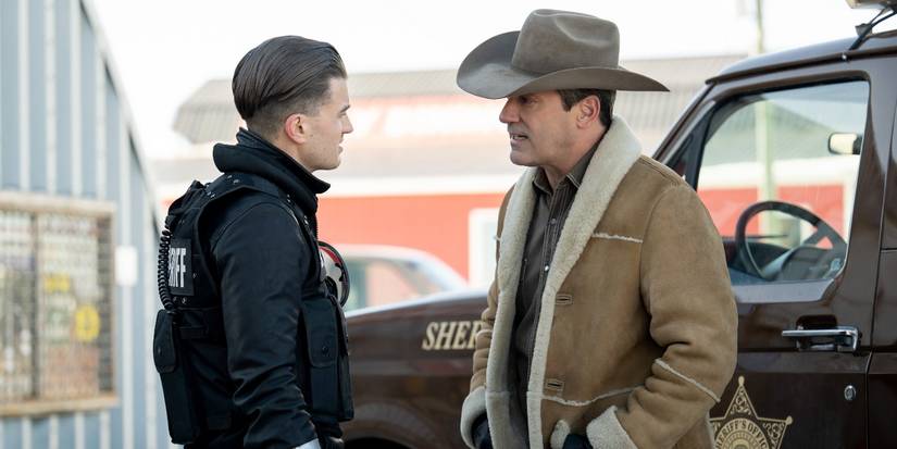Joe Keery e Jon Hamm em Fargo Paradox de transações intermediárias