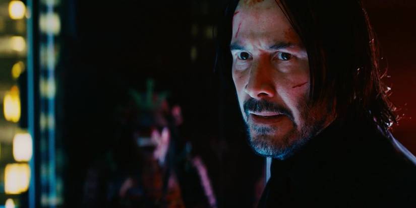Keanu Reeves looking serious in John Wick Chapter 3