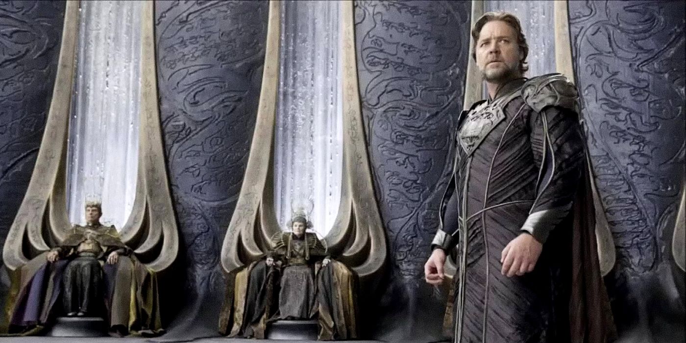 Jor-El davanti al consiglio kryptoniano nel film Man of Steel