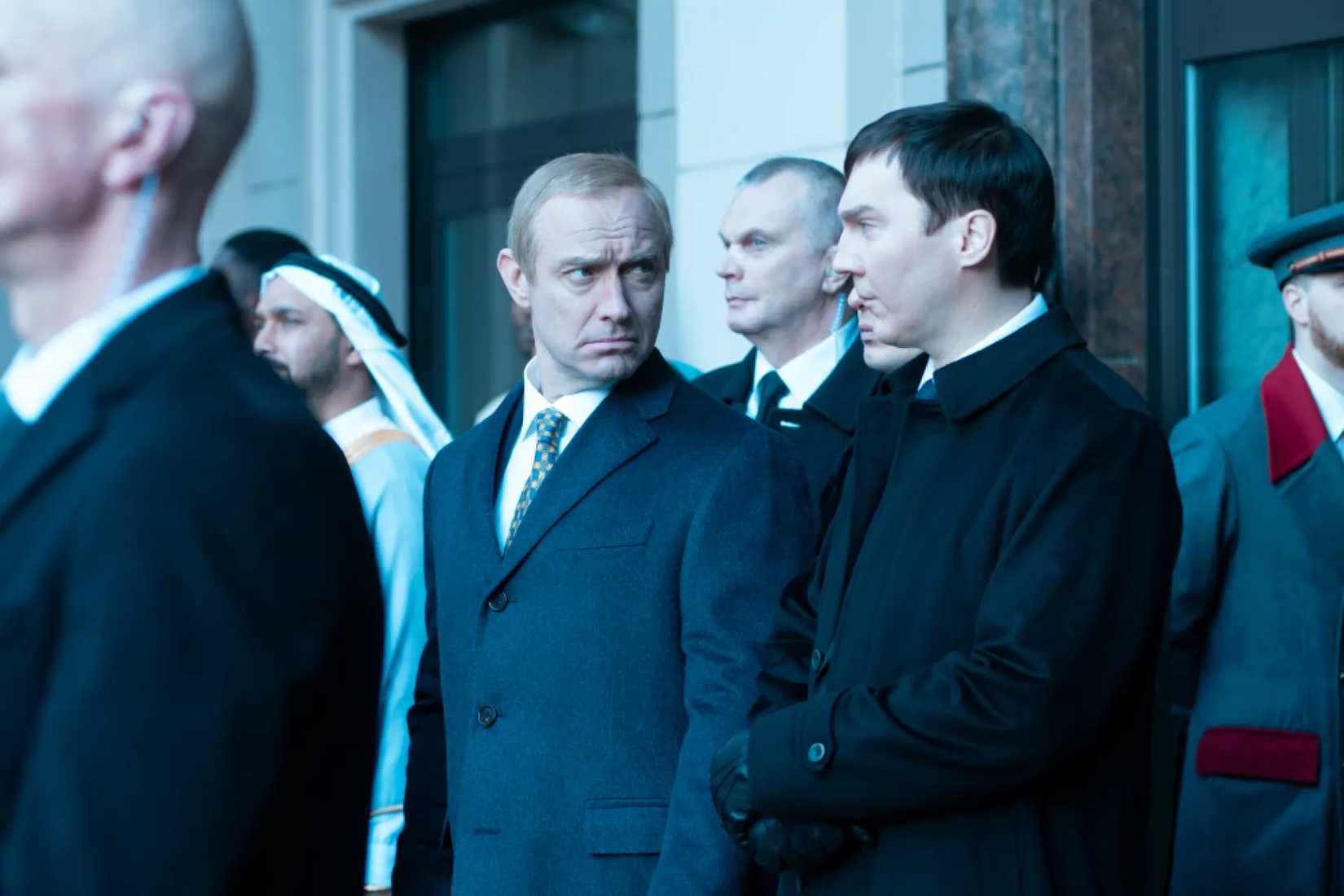 Jude Law and Paul Dano in The Wizard of the Kremlin Putin