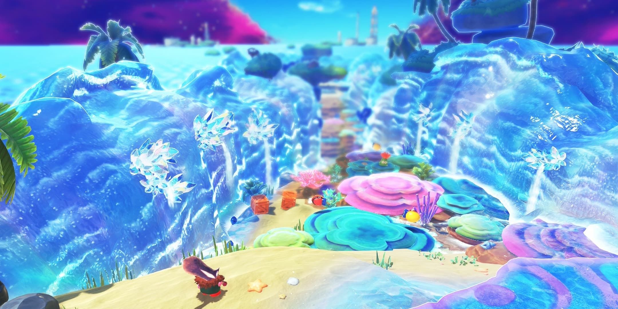 Kirby looking at an ice area