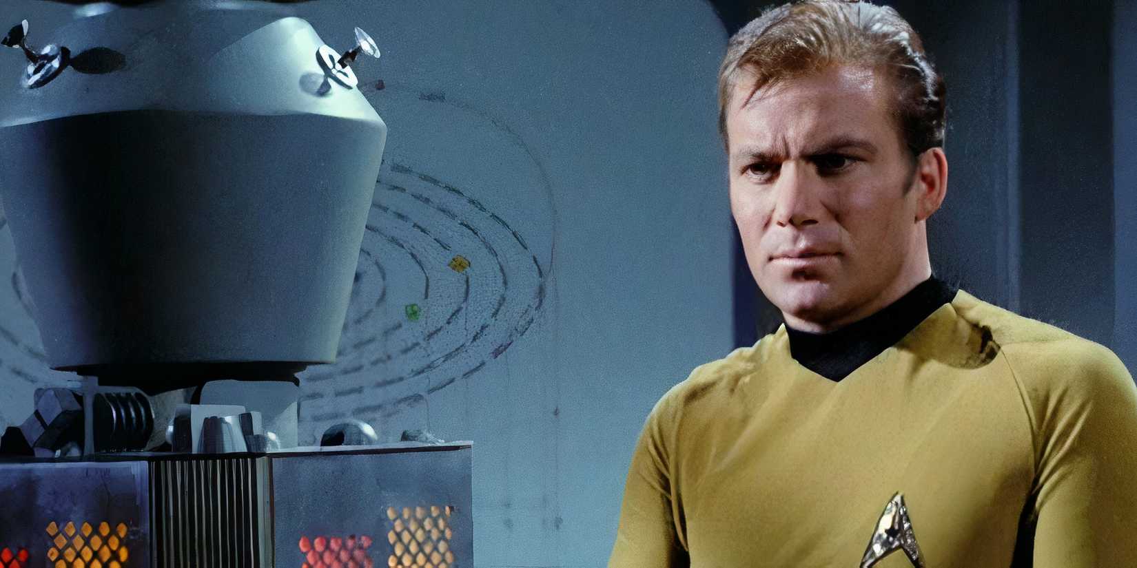 Kirk staring at Nomad in the Star Trek episode Changeling