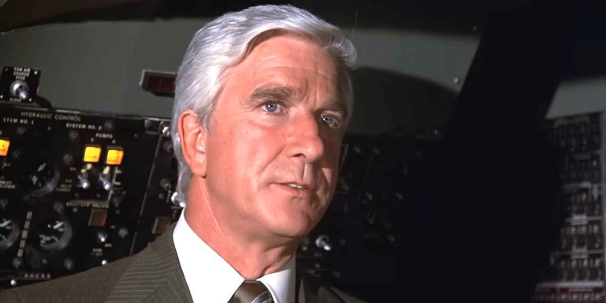 Leslie Nielsen as Dr Rumack saying don't call me Shirley in Airplane