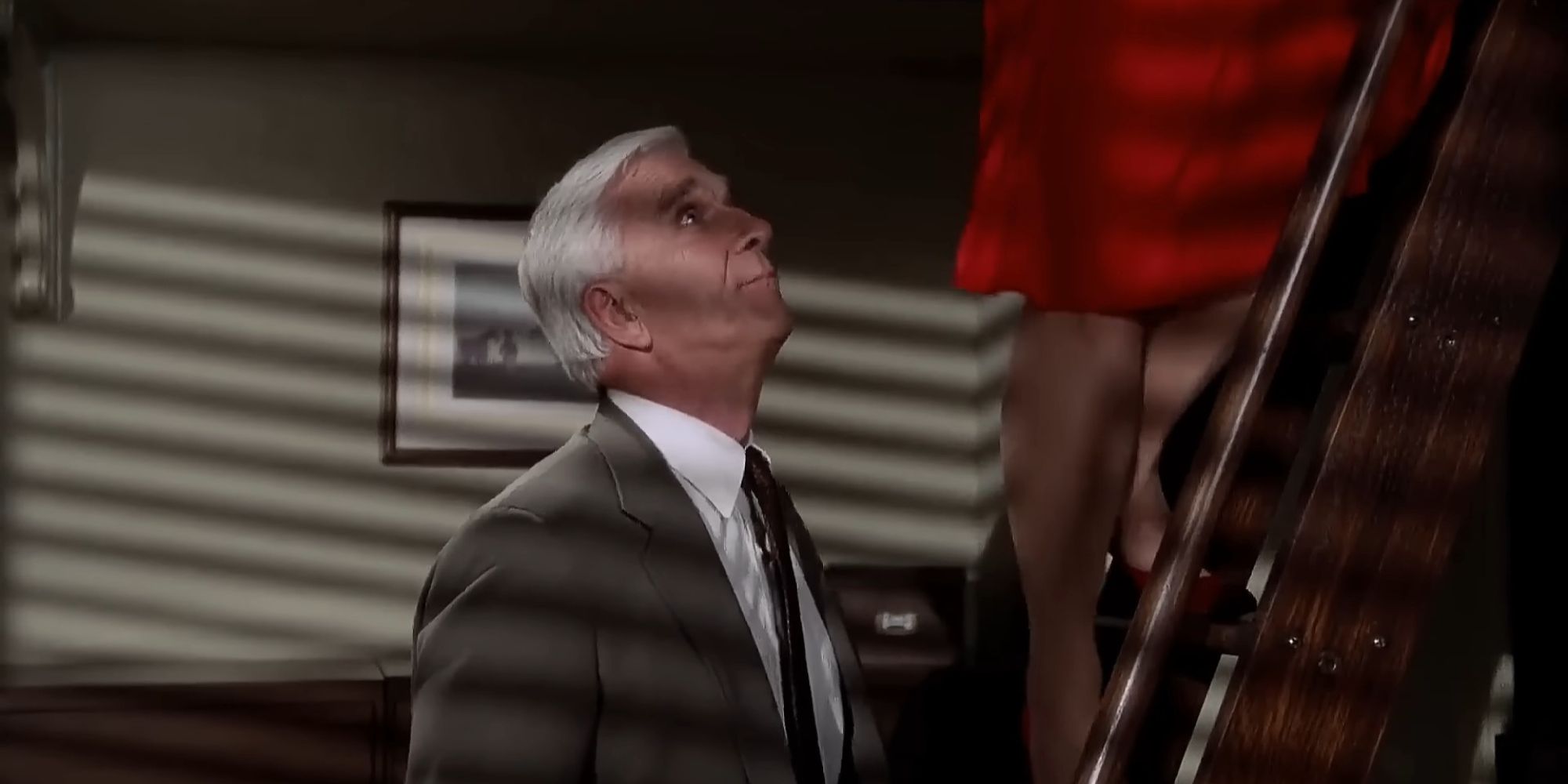 Leslie Nielsen's Frank Drebin delivering Beaver line in Naked Gun