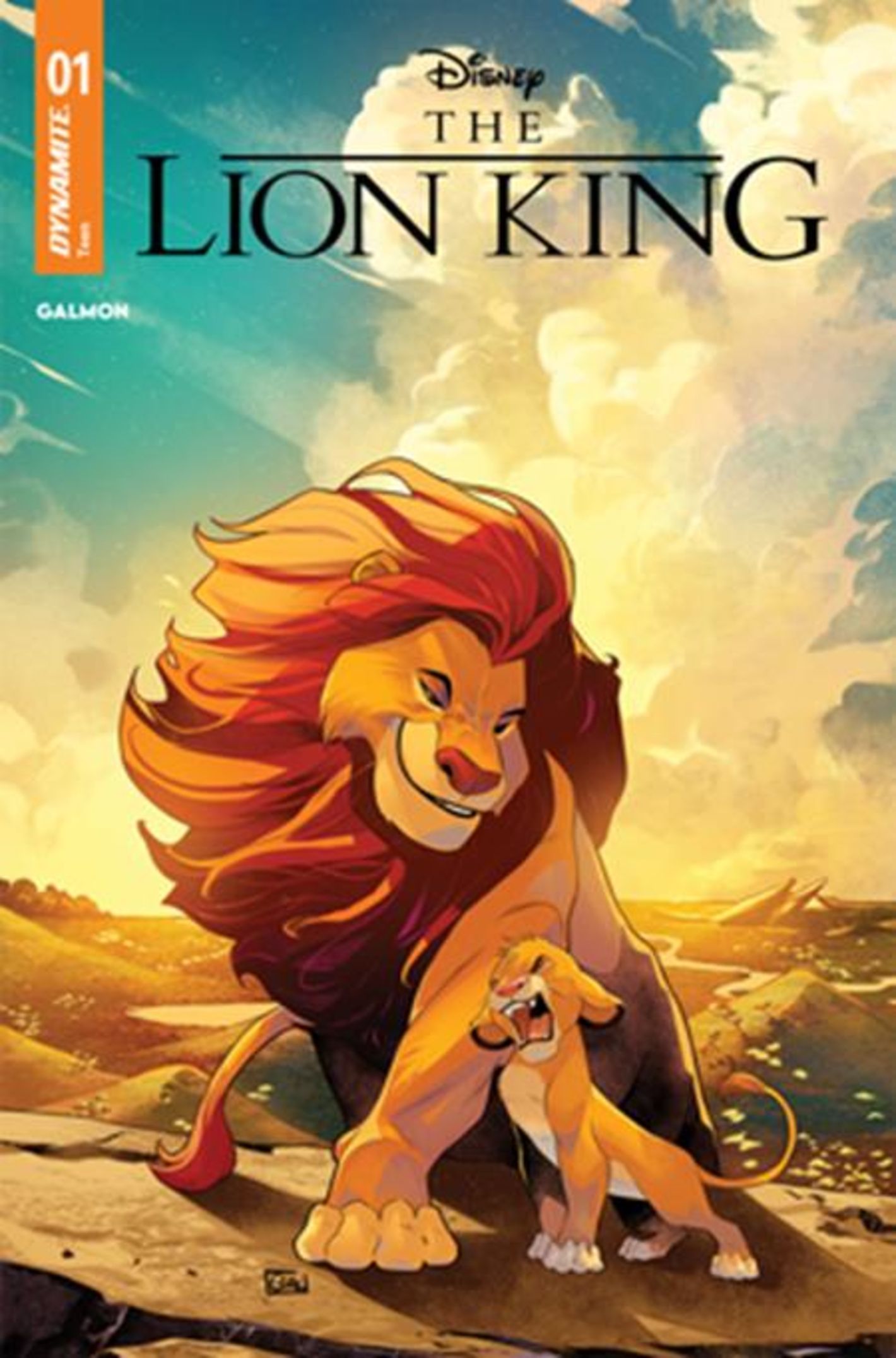 Copertina di Lion King #1 con Mufasa e Simba sulla roccia