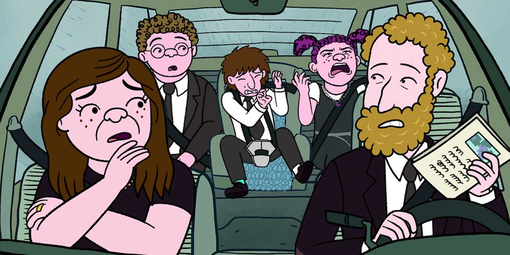 Family together and looking at each with shocked expressions in Netflix's Long Story Short