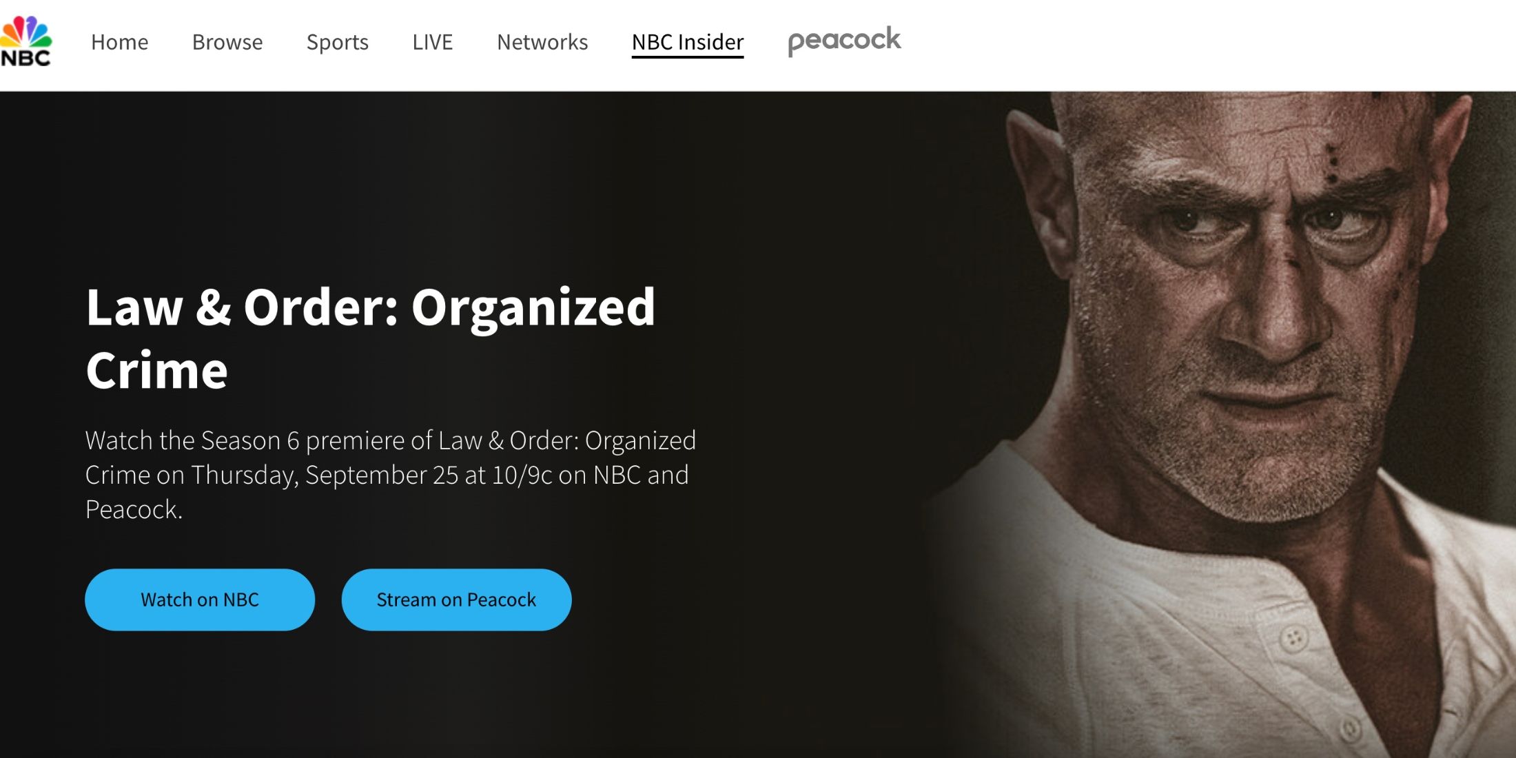 Schermata pubblicitaria erronea sulla sesta stagione di Law & Order: Organized Crime