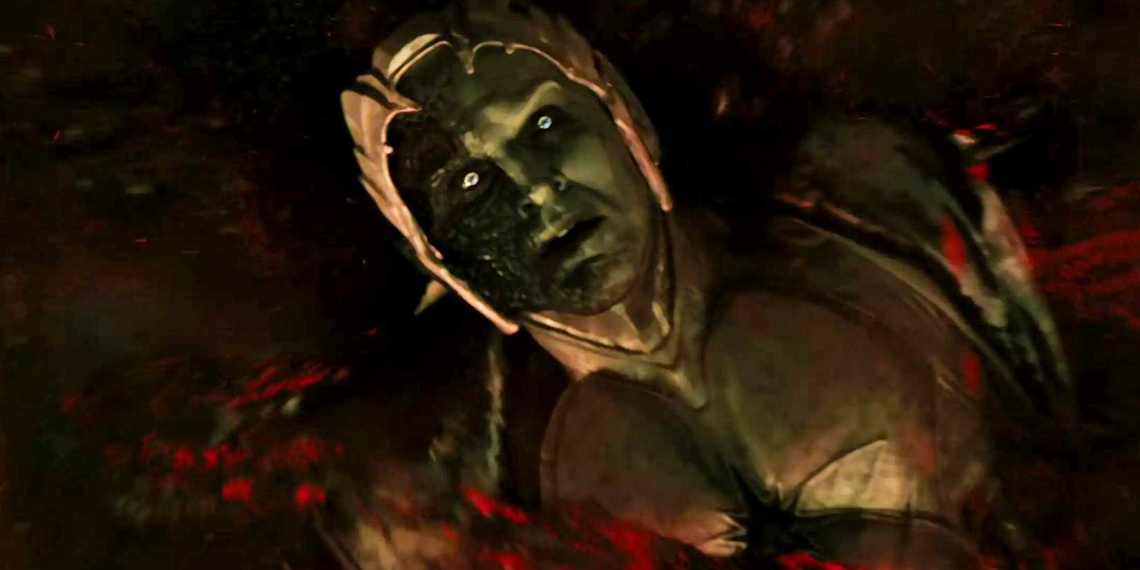 Malekith lies hopeless and vulnerable before being crushed in Thor The Dark World