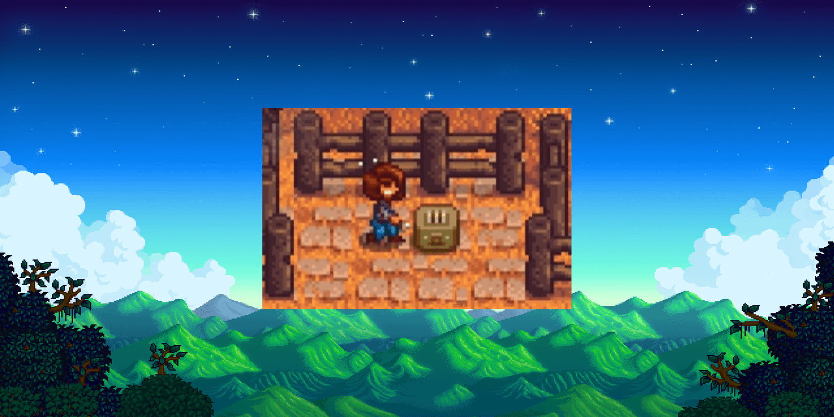 Maru working on her invention on the farm