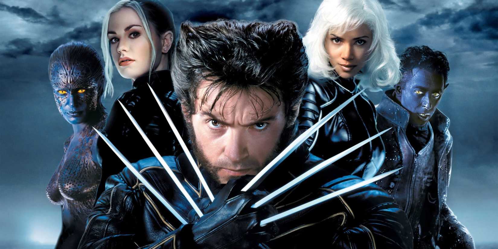 Mystique, Rogue, Wolverine, Storm and Nightcrawler posing in X-Men 2 poster