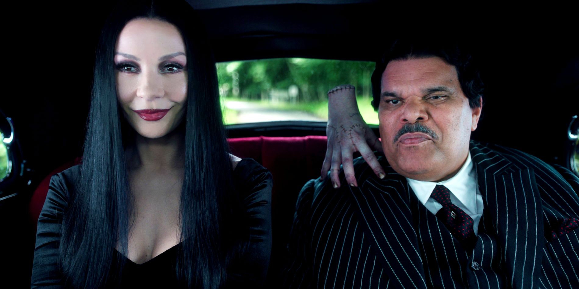 Morticia Thing and Gomez in Wednesday season 2