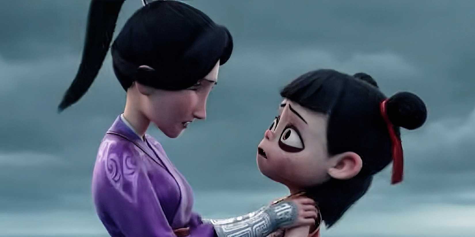 Ne Zha and his mother share an emotional moment in Ne Zha 2