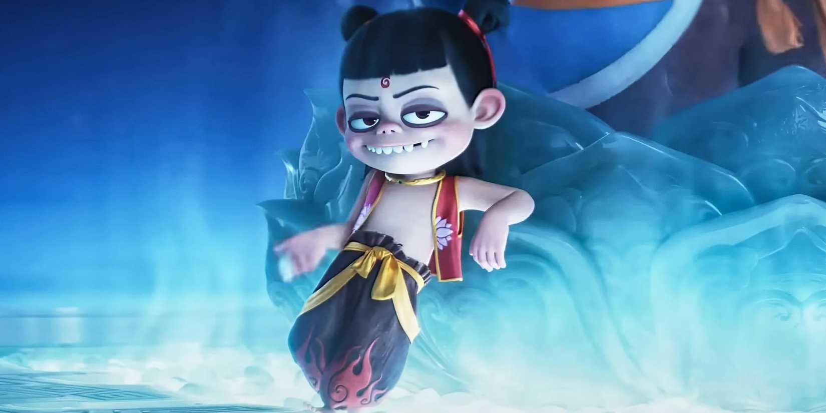 Ne Zha leans against a pillar in the poster for Ne Zha 2