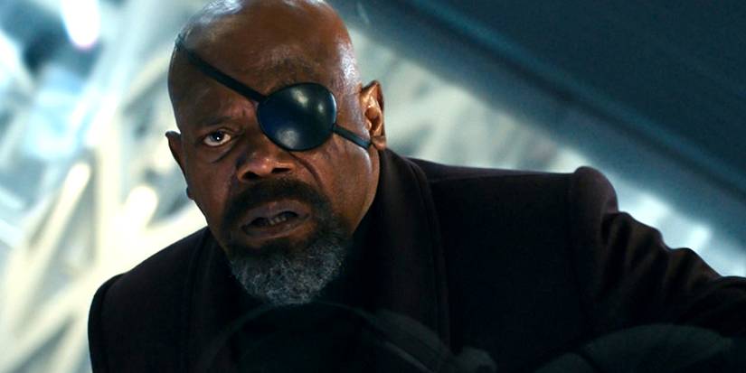 Nick Fury staring in disbelief in The Marvels