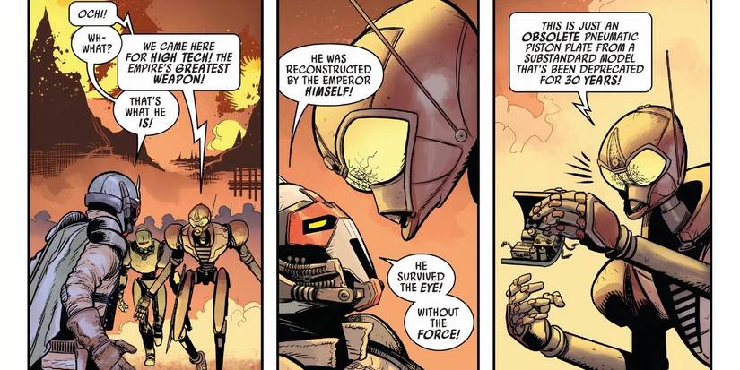 Ochi gets harassed by assassin droids about the obsolete tech in Darth Vader's suit.