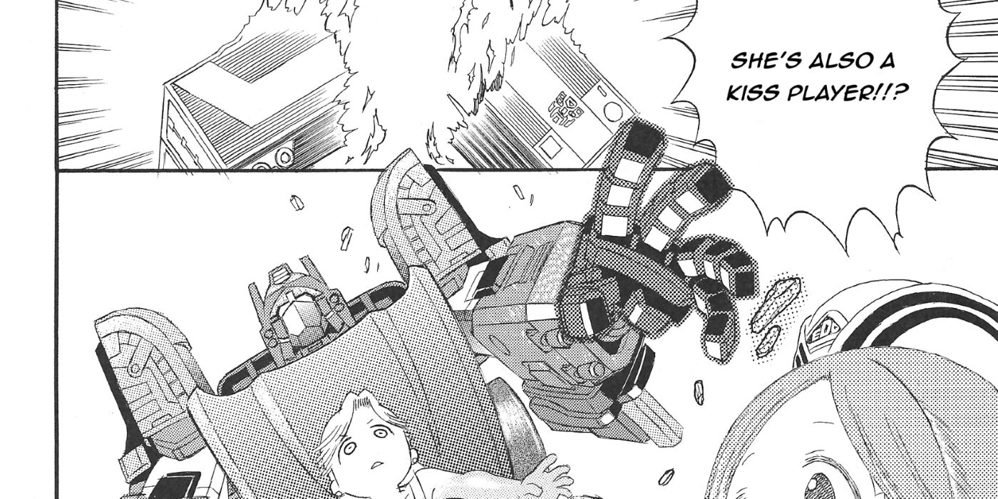 Fusion tra Optimus Prime e una ragazza nel manga Kiss Players