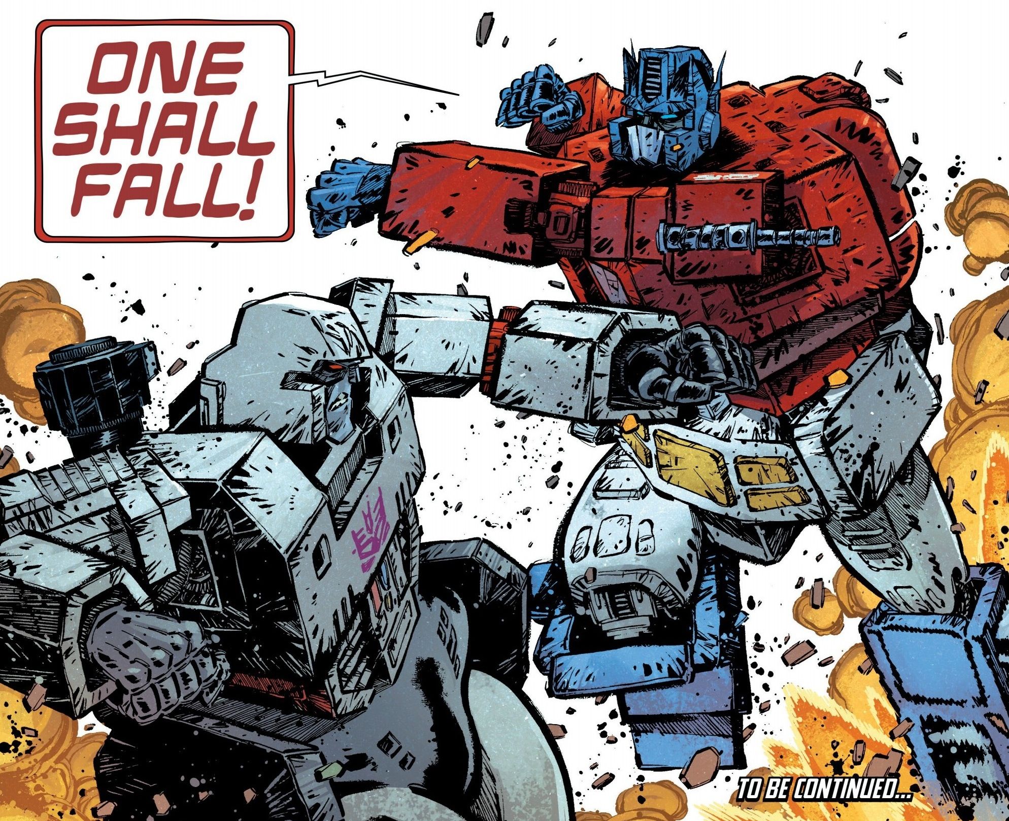 Optimus Prime vs Megatron in Transformers 23 Comic Art