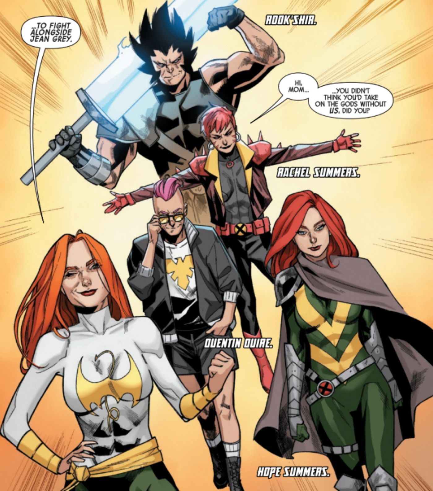 exponenti passati Phoenix che manifestano aiuto a Jean Grey