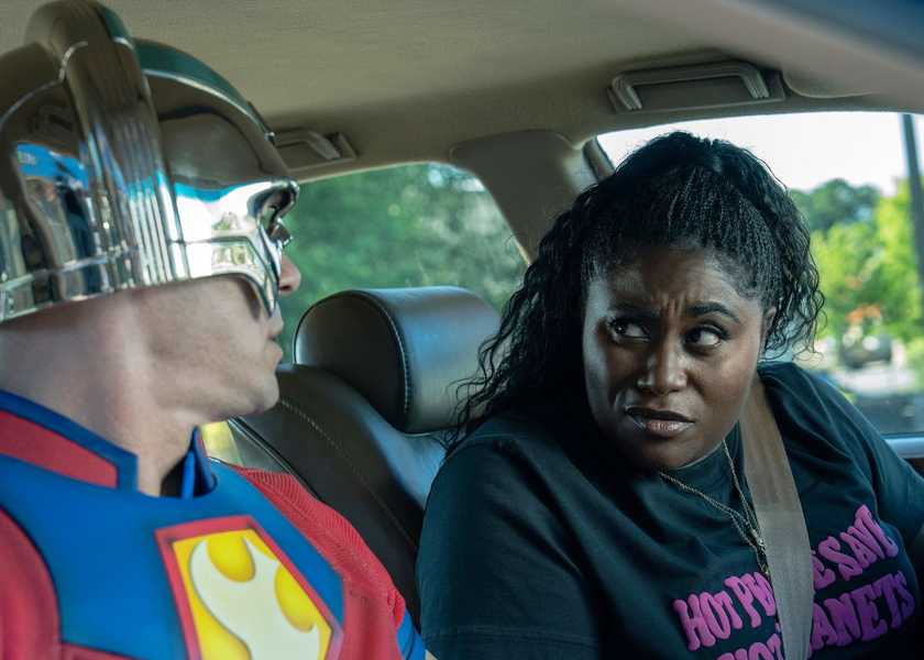 Peacemaker and Leota Adebayo in a car in season 2