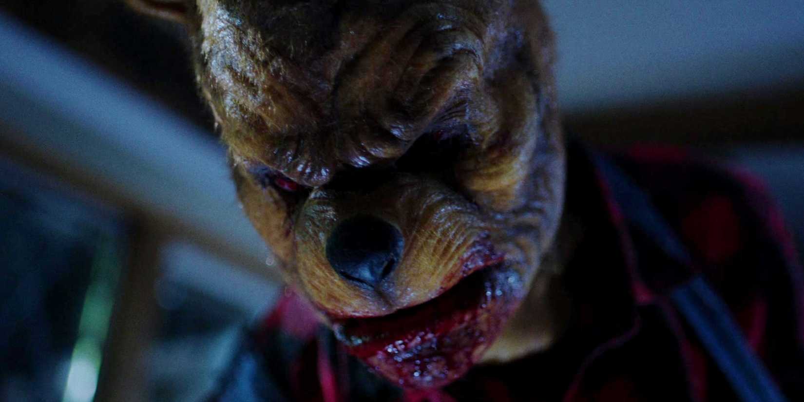 Pooh with a bloody face in Winnie-the-Pooh Blood and Honey 2
