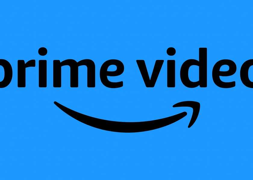 Prime Video in black text with a blue background