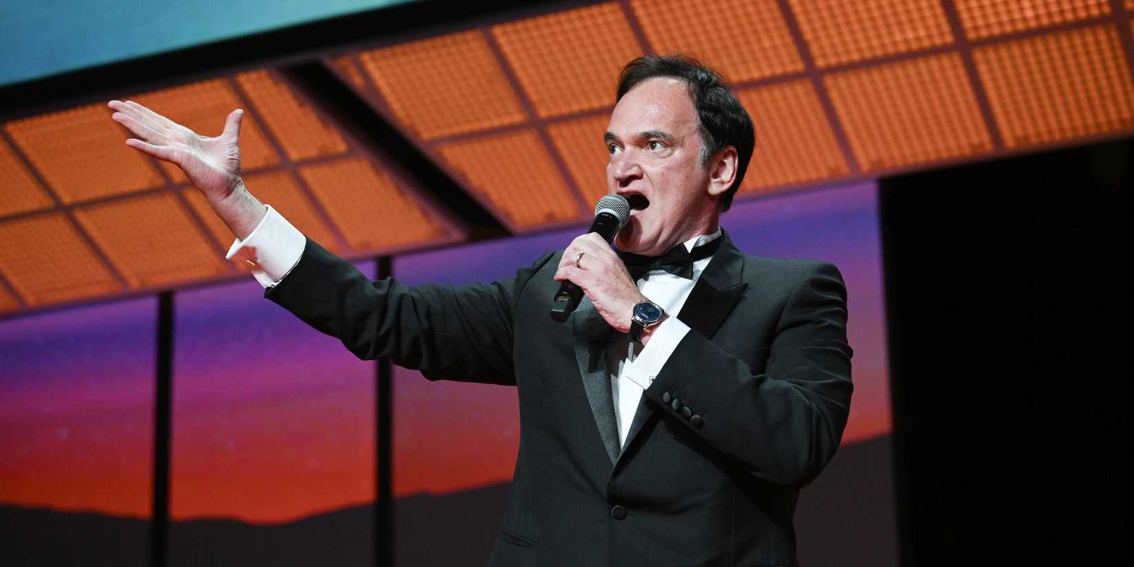 Quentin Tarantino speaking at an event