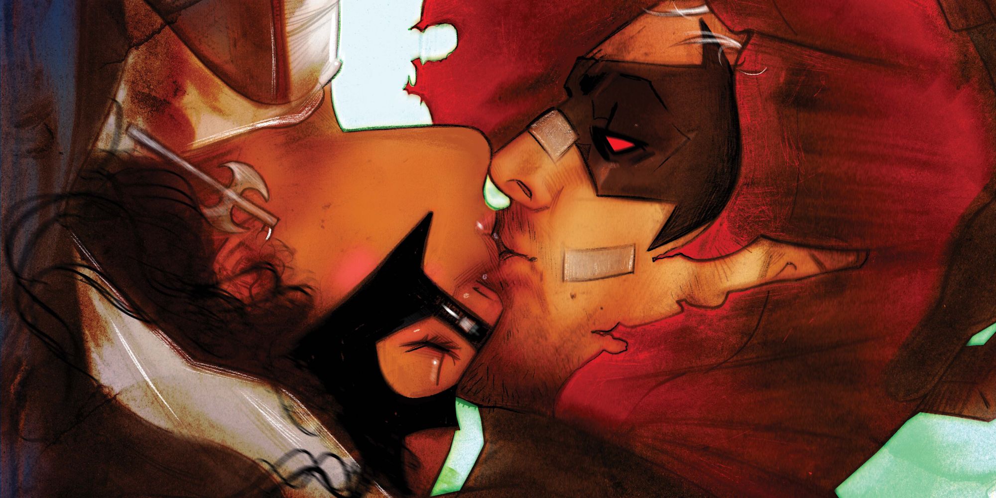 Red Hood che bacia Huntress