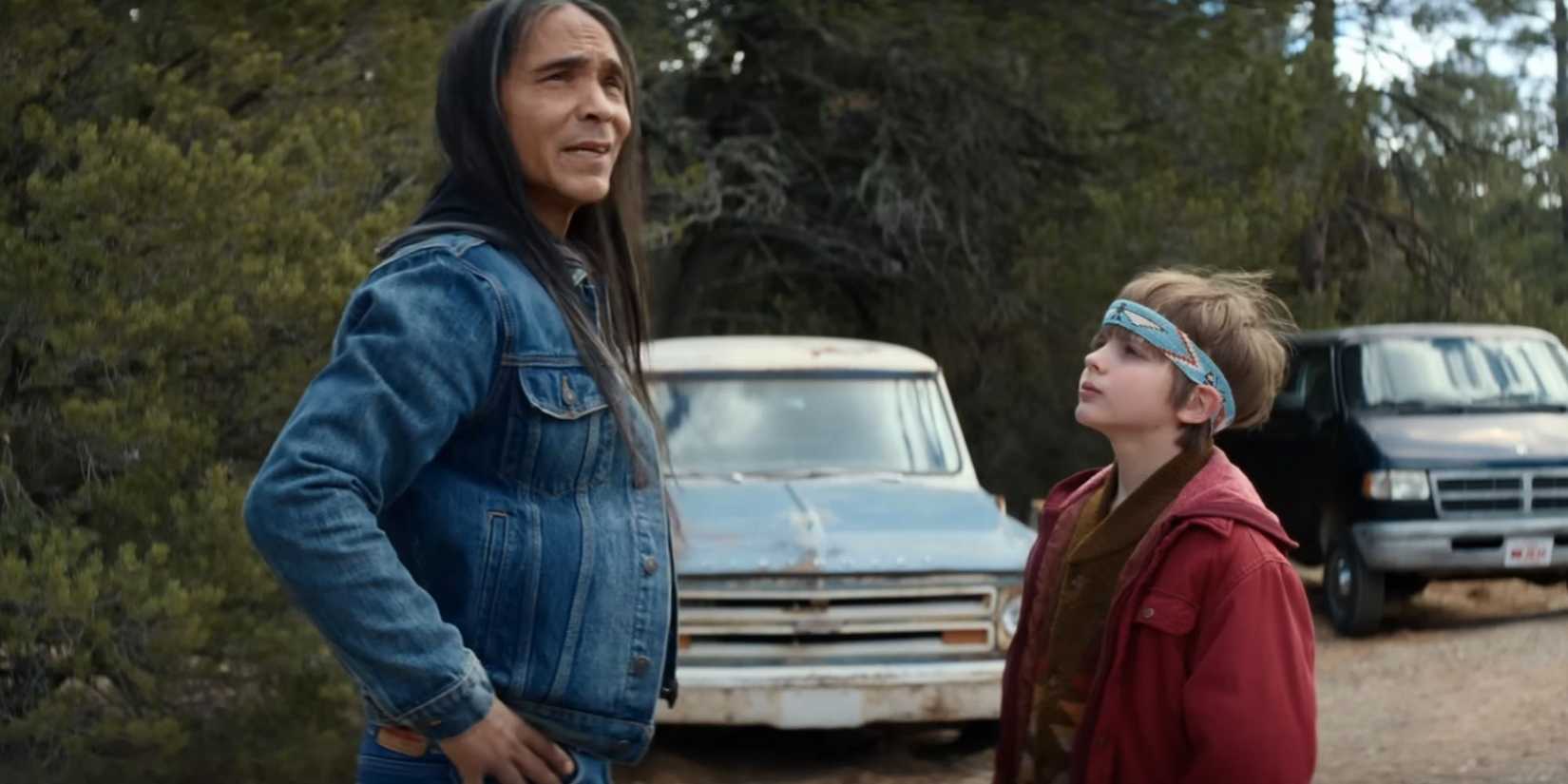 Zahn McClarnon as Ghost Eye and Gavin Maddox Bergman as Cal Starr in Americana