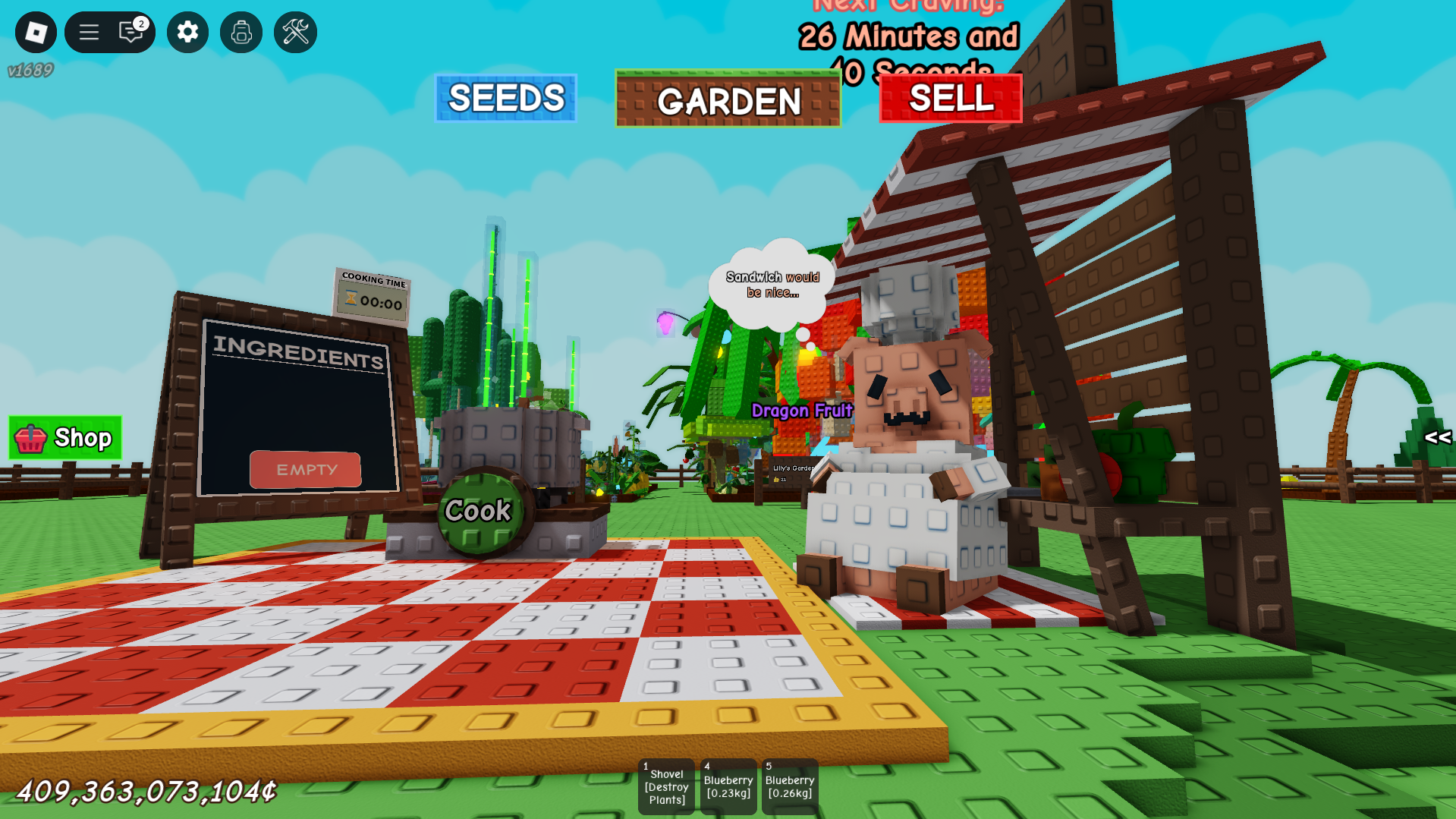 Area cottura in Grow a Garden con il chef maiale Chris P.