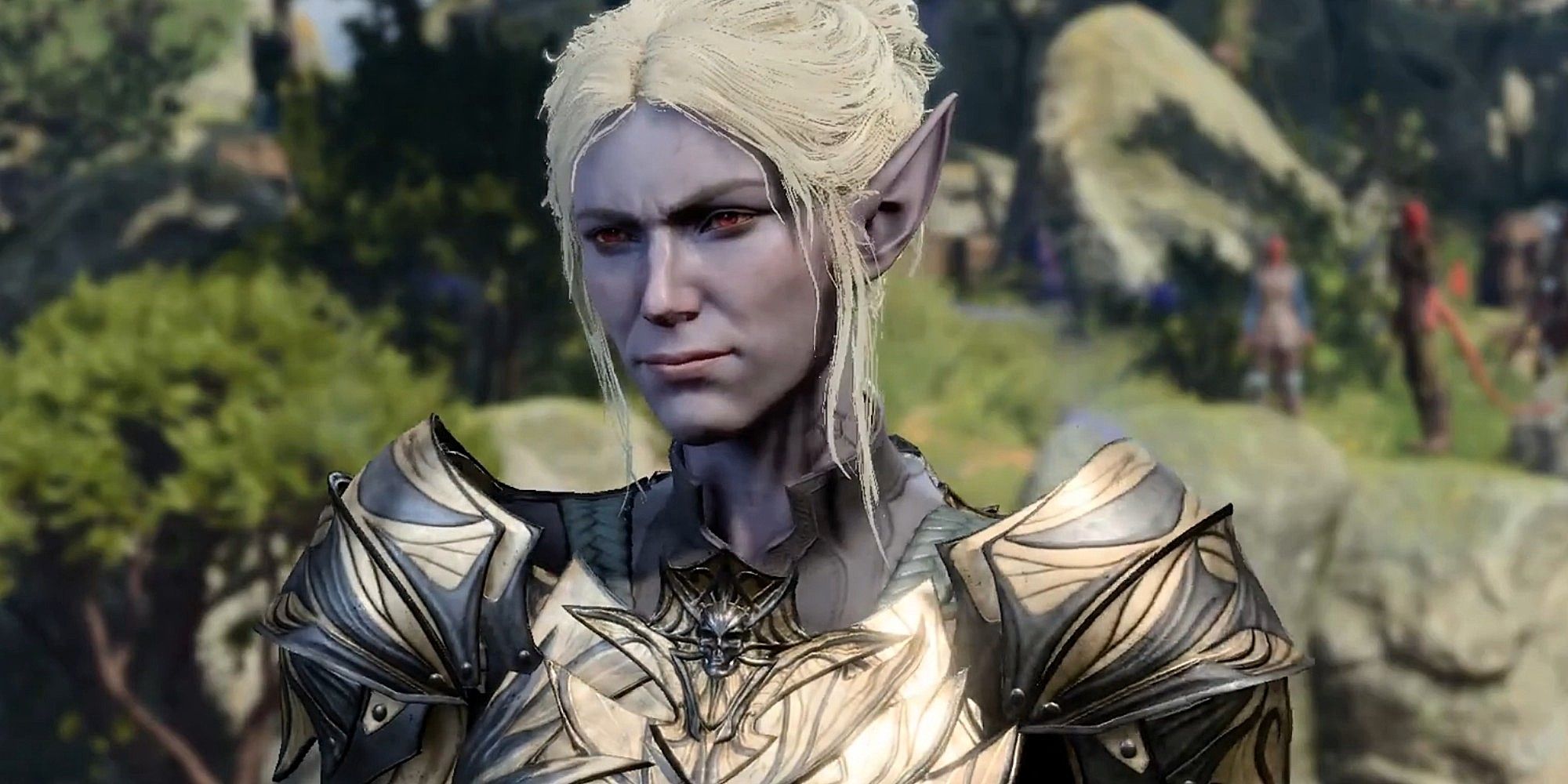 Screenshot of Minthara The Drow Vengeance Paladin Getting Ready To Raid The Emerald Grove In A Baldur's Gate 3 Cutscene