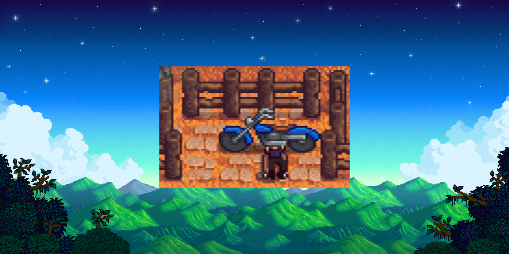 Sebastian working on his motorcycle on the farm