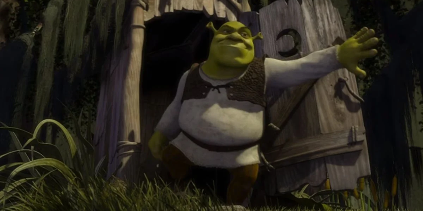 Shrek in the opening scene of Shrek