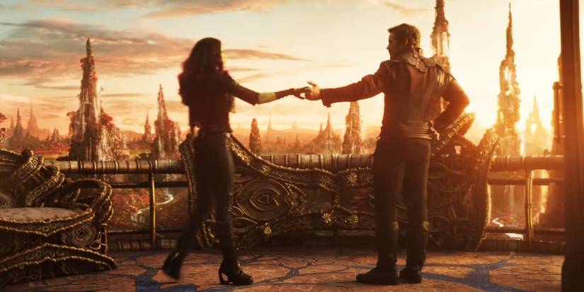 Star-Lord and Gamora dancing in Guardians of the Galaxy Vol. 2